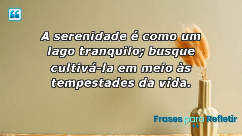 - A serenidade é como um lago tranquilo; busque cultivá-la em meio às tempestades da vida.