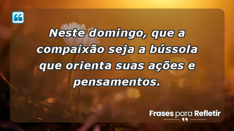 - Neste domingo, que a compaixão seja a bússola que orienta suas ações e pensamentos.