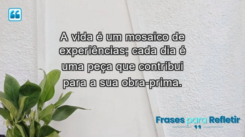 - A vida é um mosaico de experiências; cada dia é uma peça que contribui para a sua obra-prima.