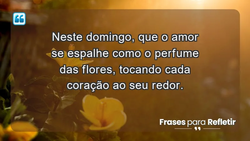 - Neste domingo, que o amor se espalhe como o perfume das flores, tocando cada coração ao seu redor.