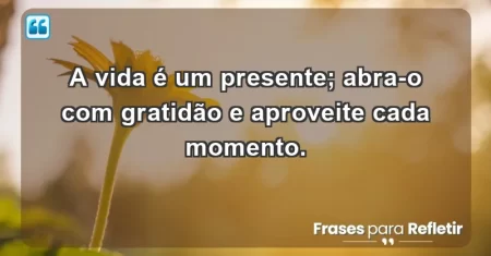A vida é um presente; abra-o com gratidão e aproveite cada momento.