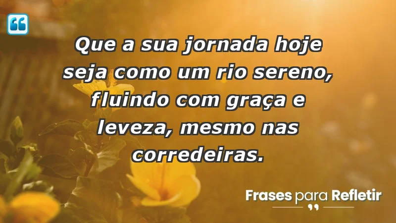 - Que a sua jornada hoje seja como um rio sereno, fluindo com graça e leveza, mesmo nas corredeiras.