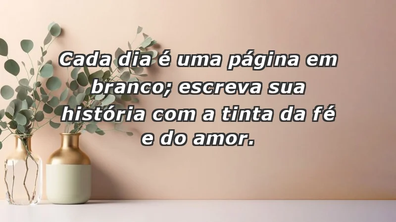 - Cada dia é uma página em branco; escreva sua história com a tinta da fé e do amor.