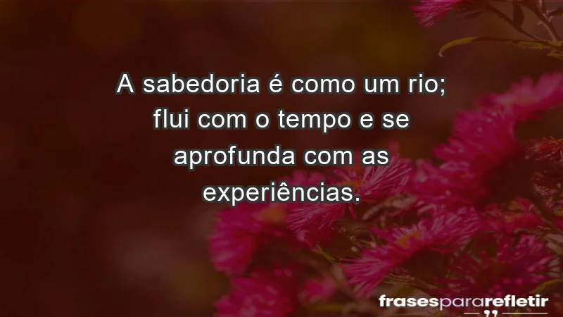 - A sabedoria é como um rio; flui com o tempo e se aprofunda com as experiências.