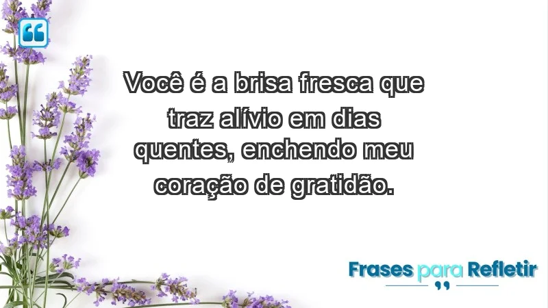 - Você é a brisa fresca que traz alívio em dias quentes, enchendo meu coração de gratidão.