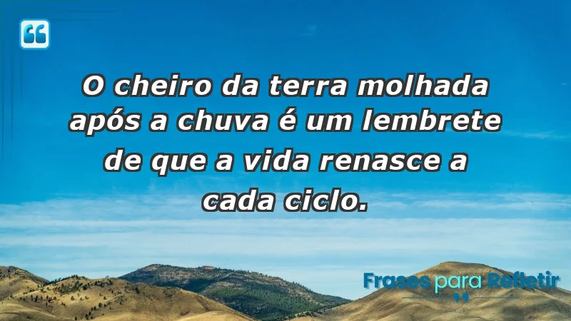 - O cheiro da terra molhada após a chuva é um lembrete de que a vida renasce a cada ciclo.