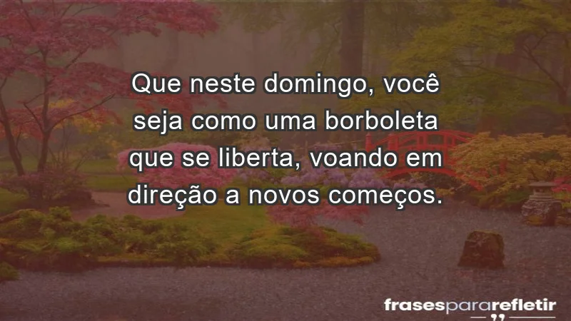 - Que neste domingo, você seja como uma borboleta que se liberta, voando em direção a novos começos.