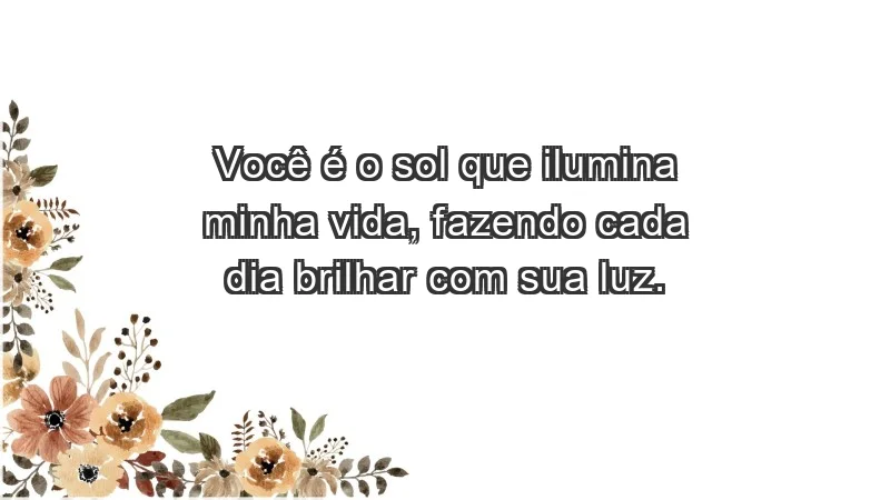 - Você é o sol que ilumina minha vida, fazendo cada dia brilhar com sua luz.