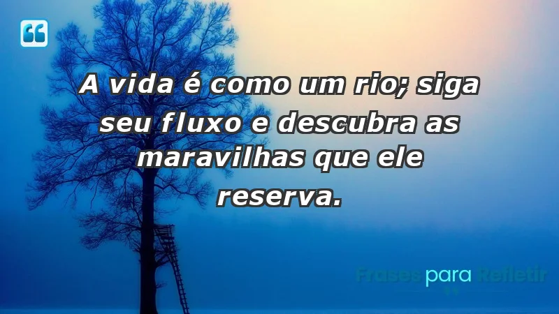 - A vida é como um rio; siga seu fluxo e descubra as maravilhas que ele reserva.