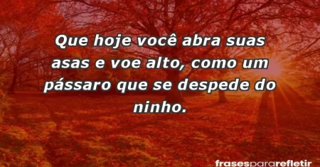 Que hoje você abra suas asas e voe alto, como um pássaro que se despede do ninho.