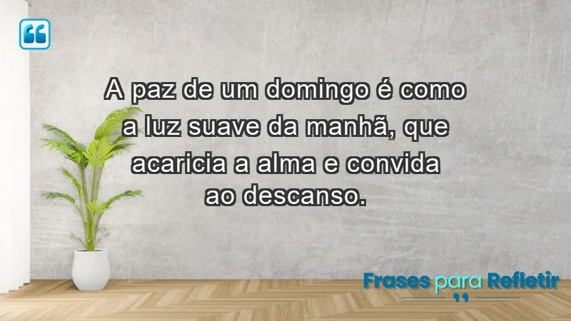 - A paz de um domingo é como a luz suave da manhã, que acaricia a alma e convida ao descanso.