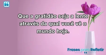 Que a gratidão seja a lente através da qual você vê o mundo hoje.