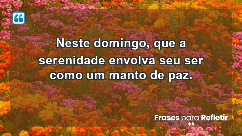 - Neste domingo, que a serenidade envolva seu ser como um manto de paz.