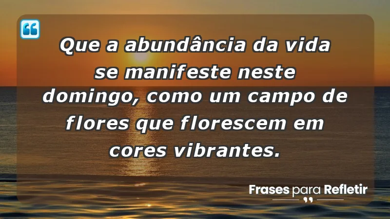 - Que a abundância da vida se manifeste neste domingo, como um campo de flores que florescem em cores vibrantes.