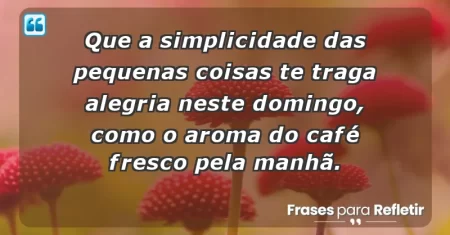 Que a simplicidade das pequenas coisas te traga alegria neste domingo, como o aroma do café fresco pela manhã.