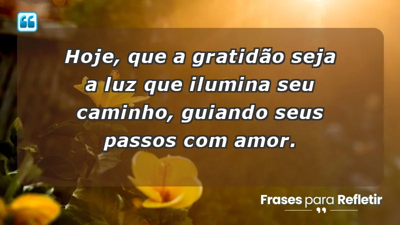 - Hoje, que a gratidão seja a luz que ilumina seu caminho, guiando seus passos com amor.