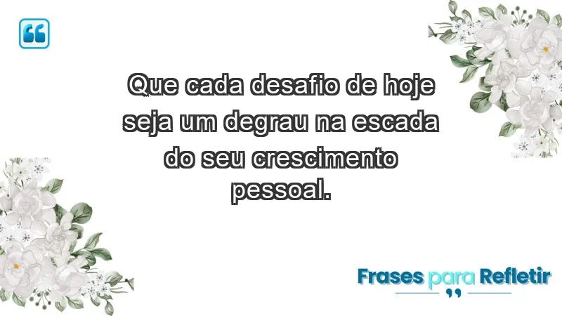 - Que cada desafio de hoje seja um degrau na escada do seu crescimento pessoal.