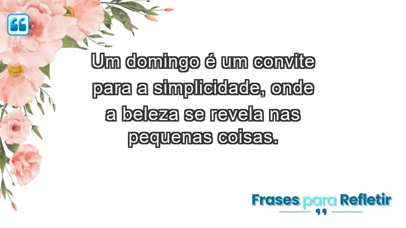 - Um domingo é um convite para a simplicidade, onde a beleza se revela nas pequenas coisas.