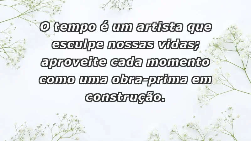 - O tempo é um artista que esculpe nossas vidas; aproveite cada momento como uma obra-prima em construção.