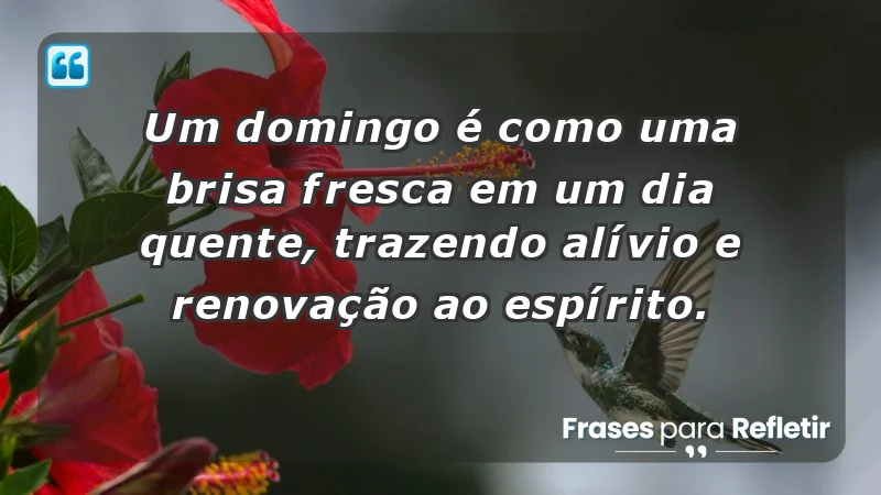 - Um domingo é como uma brisa fresca em um dia quente, trazendo alívio e renovação ao espírito.