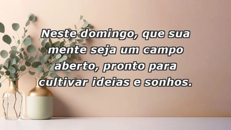 - Neste domingo, que sua mente seja um campo aberto, pronto para cultivar ideias e sonhos.