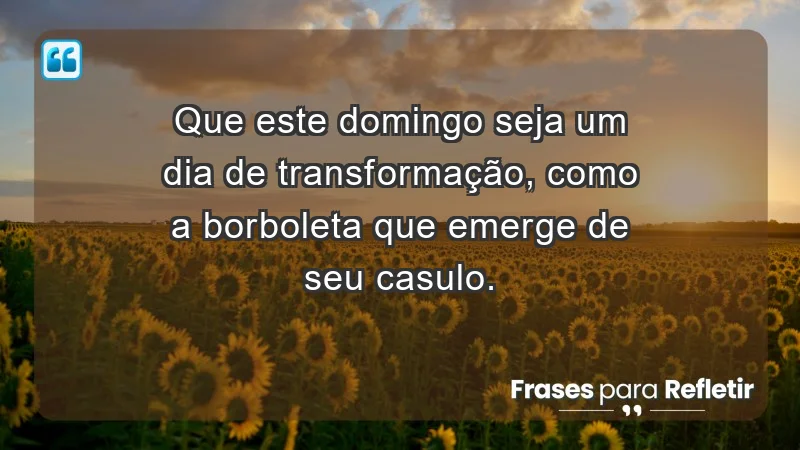 - Que este domingo seja um dia de transformação, como a borboleta que emerge de seu casulo.