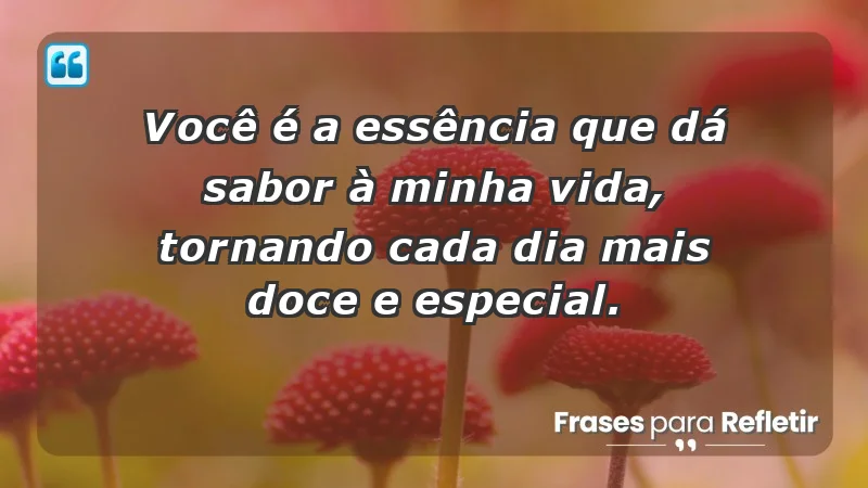 - Você é a essência que dá sabor à minha vida, tornando cada dia mais doce e especial.