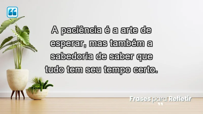 - A paciência é a arte de esperar, mas também a sabedoria de saber que tudo tem seu tempo certo.