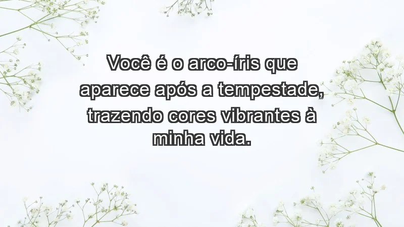 - Você é o arco-íris que aparece após a tempestade, trazendo cores vibrantes à minha vida.