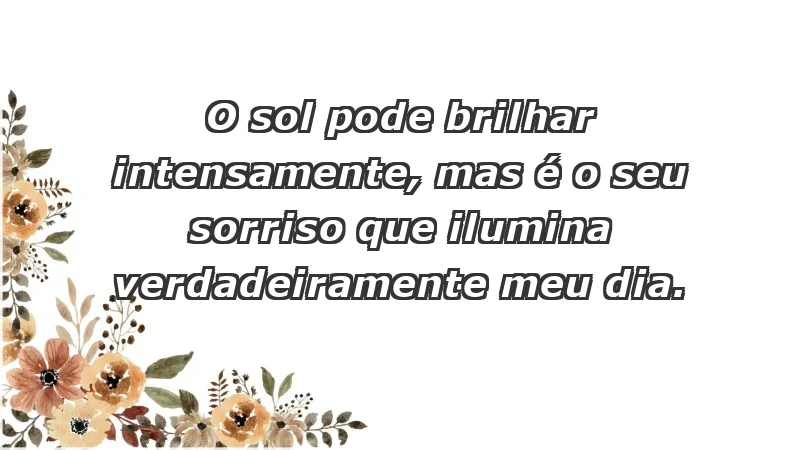 - O sol pode brilhar intensamente, mas é o seu sorriso que ilumina verdadeiramente meu dia.