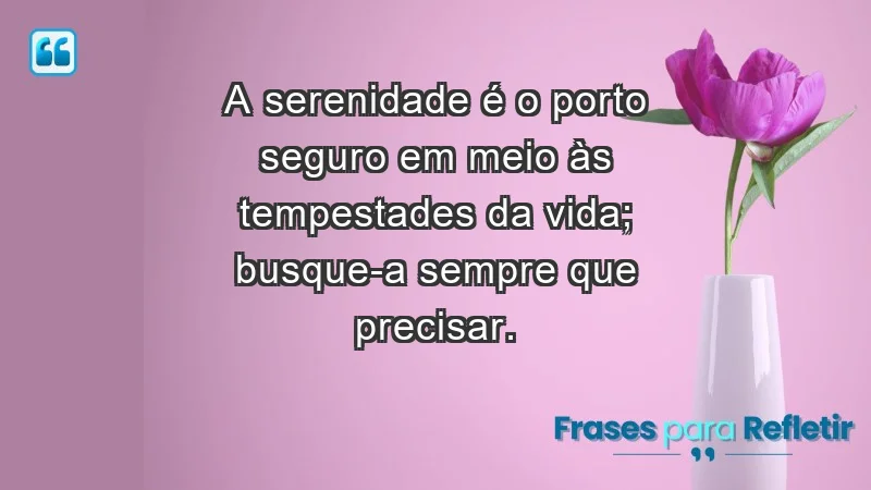 - A serenidade é o porto seguro em meio às tempestades da vida; busque-a sempre que precisar.