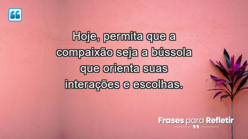 - Hoje, permita que a compaixão seja a bússola que orienta suas interações e escolhas.