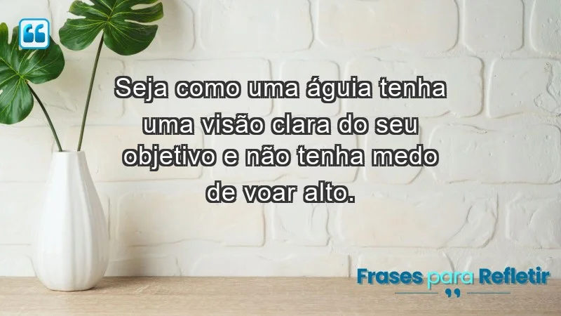 - Seja como uma águia: tenha uma visão clara do seu objetivo e não tenha medo de voar alto.