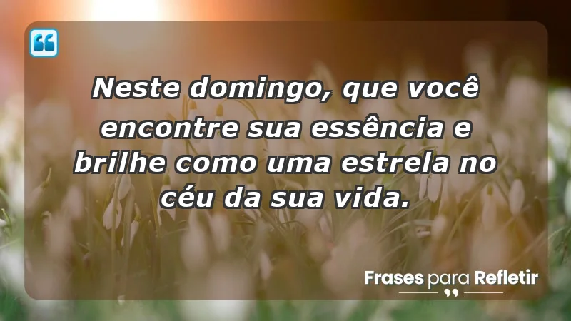 - Neste domingo, que você encontre sua essência e brilhe como uma estrela no céu da sua vida.