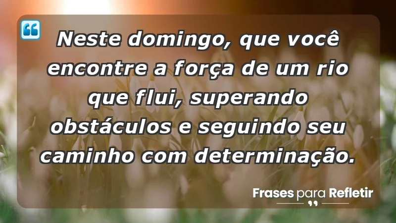 - Neste domingo, que você encontre a força de um rio que flui, superando obstáculos e seguindo seu caminho com determinação.