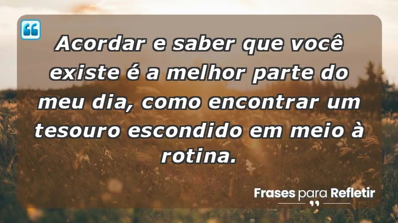 - Acordar e saber que você existe é a melhor parte do meu dia, como encontrar um tesouro escondido em meio à rotina.