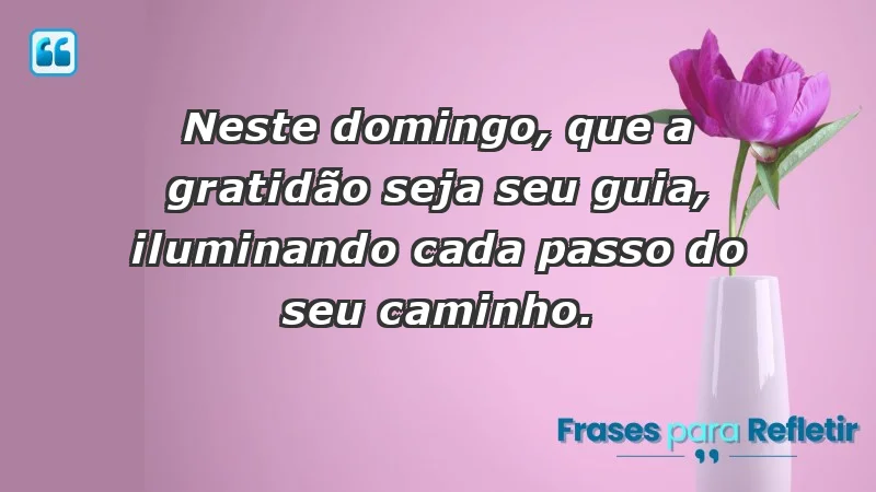 - Neste domingo, que a gratidão seja seu guia, iluminando cada passo do seu caminho.