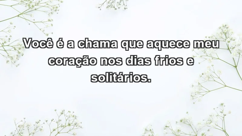 - Você é a chama que aquece meu coração nos dias frios e solitários.