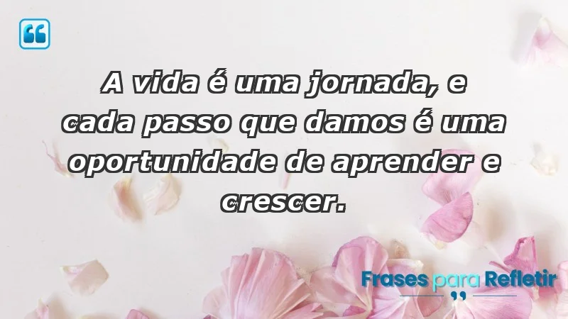 - A vida é uma jornada, e cada passo que damos é uma oportunidade de aprender e crescer.