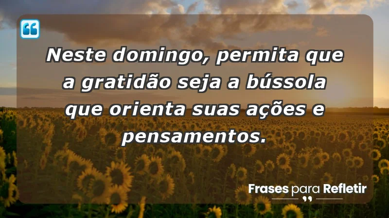 - Neste domingo, permita que a gratidão seja a bússola que orienta suas ações e pensamentos.