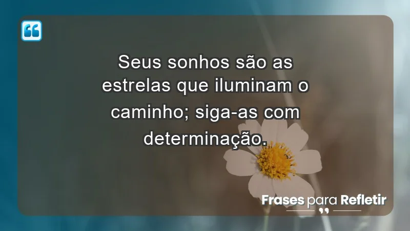 - Seus sonhos são as estrelas que iluminam o caminho; siga-as com determinação.