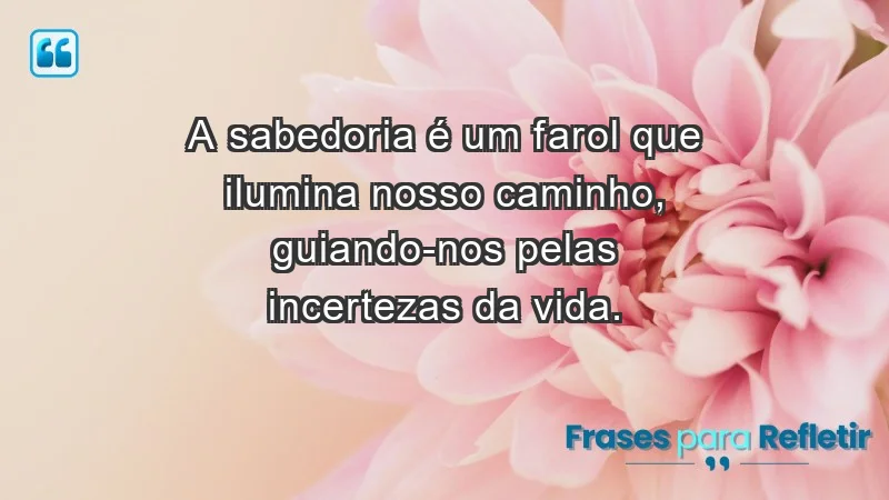 - A sabedoria é um farol que ilumina nosso caminho, guiando-nos pelas incertezas da vida.