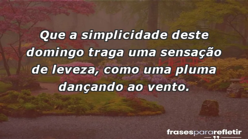 - Que a simplicidade deste domingo traga uma sensação de leveza, como uma pluma dançando ao vento.