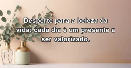 Desperte para a beleza da vida; cada dia é um presente a ser valorizado.
