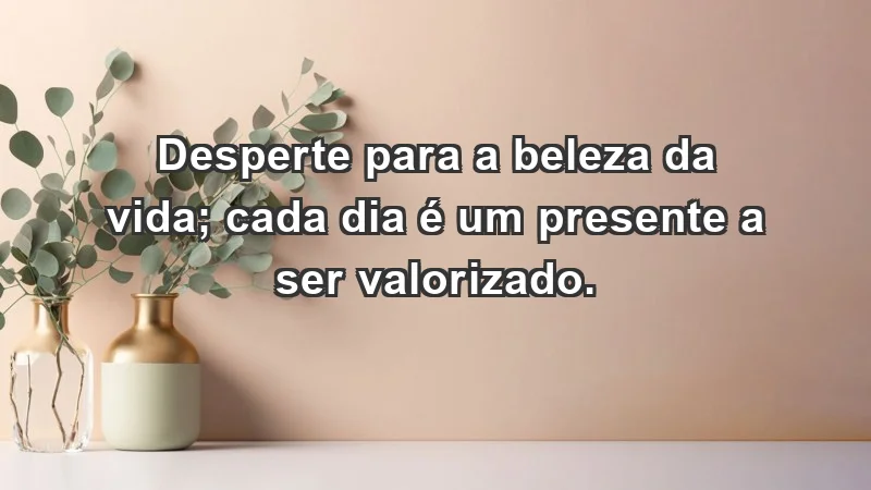 - Desperte para a beleza da vida; cada dia é um presente a ser valorizado.