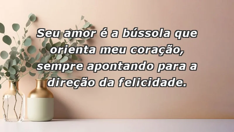 - Seu amor é a bússola que orienta meu coração, sempre apontando para a direção da felicidade.