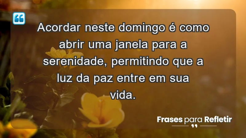 - Acordar neste domingo é como abrir uma janela para a serenidade, permitindo que a luz da paz entre em sua vida.