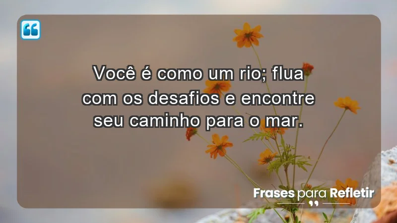 - Você é como um rio; flua com os desafios e encontre seu caminho para o mar.