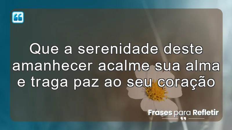 Que a serenidade deste amanhecer acalme sua alma e traga paz ao seu coração.