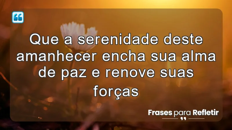 Que a serenidade deste amanhecer encha sua alma de paz e renove suas forças.